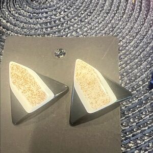 Geometric Black and Cream Earrings